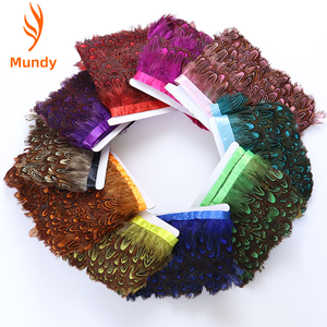 Bordure en plumes de faisan à col rasé naturel <span class=keywords><strong>pour</strong></span> robe, bandeau, décoration de couronne, costume, <span class=keywords><strong>attrape</strong></span>-rêves, accessoires de fête et de carnaval - Product Image 1