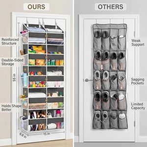 Organisateur suspendu à double colonne pour porte, 10 compartiments, gris, rangement suspendu pour chambre, salle de bain, chambre d'enfant - Product Image 5
