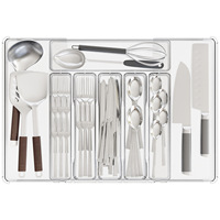 Vaisselle de cuisine à un étage en plastique moderne Compartiment de rangement Plateau rétractable Fourchette Baguettes Cuillère Classification