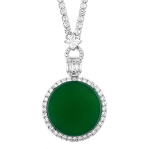 Collar Clásico de 25 mm con Colgante de Jadeíta de Imitación de Cobre Ecológico, Joyería de la Paz y la Fortuna, para Regalo de Cumpleaños y Aniversario - Product Image 1