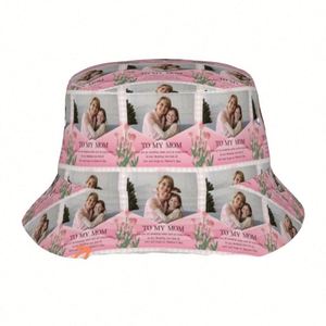 Casquette d'été légère en polyester personnalisable, chapeau bob imprimé floral de dessin animé pour maman, cadeau parfait pour la fête des Mères - Product Image 3