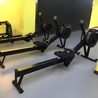 Rameur d'air pliable avec résistance par ventilateur, moniteur numérique, siège coulissant et sangles de pied pour l'exercice cardiovasculaire