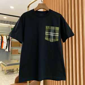 2026 Designer Brand Casual Loose Short-Sleeved Checkered Pockets Decorated Bur berry Summer T-<b>Shirt</b> For Men - Product Image 1