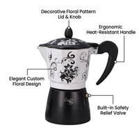 Kingze OEM Cafetière en aluminium pour cuisinière personnalisée 1 3 6 tasses Pot Moka Espresso italien vintage