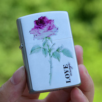 Briquet à kérosène ZORRO Z91930 classique coupe-vent Rose Love, cadeau d'affaires