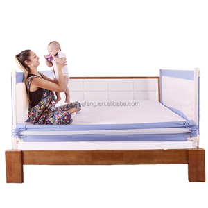 Barrière de <span class=keywords><strong>lit</strong></span> verticale pliable pour bébé, pieds réglables en 3 positions, tissu métallique durable, hauteur réglable, barrière de sécurité pour <span class=keywords><strong>lit</strong></span> de bébé - Product Image 2