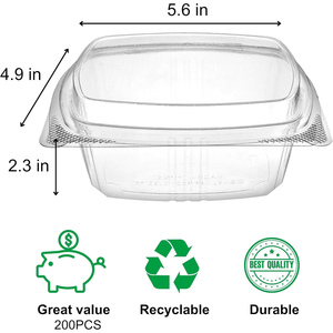 Caja de plástico de una pieza, blíster, embalaje de ensalada transparente, contenedor de comida Clmshell con bisagras personalizado desechable transparente - Product Image 2