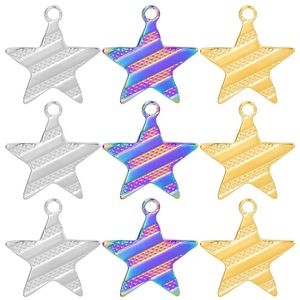 Pendentif étoile à cinq branches en acier inoxydable plaqué or 18 carats, breloque DIY pour collier pour femme - Product Image 1