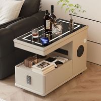 Table d'appoint intelligente moderne de luxe en marbre et bois avec haut-parleur sans fil intégré, pour canapé, salon, chambre à coucher, chevet, design mobile