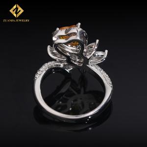 خواتم مجوهرات نسائية عصرية جديدة من الفضة VVS قطع قلب الماس الأصفر خواتم الزفاف - Product Image 4