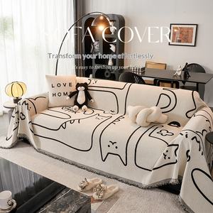 <span class=keywords><strong>Housse</strong></span> <span class=keywords><strong>de</strong></span> canapé en chenille élastique respirante motif chaton paresseux dessin animé toutes saisons une pièce intégrale anti-griffures pour chat - Product Image 2