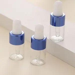 Botella cuentagotas transparente personalizable, botella de vidrio de aceite esencial, envase cosmético