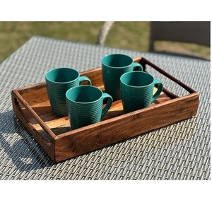 Best Selling Wooden Serving <b>Tray</b> For <b>Breakfast</b> Tea Coffee Juice Snacks Home Kitchen And Restaurants Use Available For Sale - Product Image 6