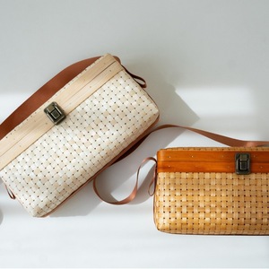 Sac de soleil féminin en bambou, sac panier en bambou, sac tissé vintage fait main en bambou - Product Image 2