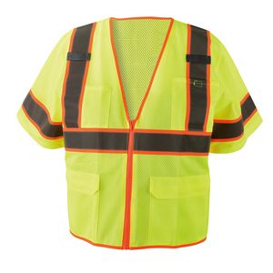 Gilet de sécurité réfléchissant à manches courtes en maille respirante en polyester personnalisé de 140 g/m², classe 2 ANSI, LED clignotante, travaux de construction, marque Ekai - Product Image 2