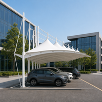 Abri de voiture en tissu tendu, auvent conique, parapluie à pignon, abri de stationnement autoportant à câbles, imperméable, résistant aux UV, luxe sur mesure