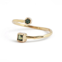 LOZRUNVE Bague en argent sterling 925 plaqué or vintage réglable martelé double zircone bijoux