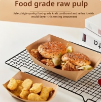 Boîte en papier kraft de qualité alimentaire, pliable, avec plateau ouvert, assiette de barbecue, boîte d'emballage pour frites/burgers/desserts.