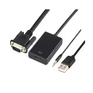 Harga Diskon Besar OEM VGA Male To HDMI Female Output Adapter dengan Kabel Audio Mendukung HD 1080P VGA Ke HDMI Cable Converter Adapter