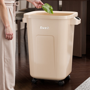 Sweil Kitchen Trash Can 15L Wheeled Rectangular Indoor Waste <b>Bin</b> - Product Image 3