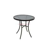 Ensemble de salle à manger bistro en osier 5 pièces, table ronde en verre, 4 fauteuils en rotin résistants aux intempéries, mobilier de balcon extérieur