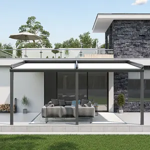 Ticari toptan motorlu Metal Gazebo su geçirmez çatı Bioclimatica alüminyum panjur bahçe Pergola