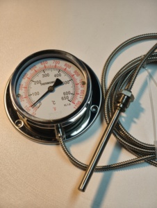 Thermomètre à cadran <span class=keywords><strong>isolé</strong></span> en acier inoxydable de haute qualité 0-650°C, pour usage industriel, eau, huile, pression métallique, capillaire 3m - Product Image 5