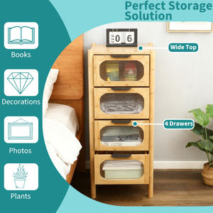 Mobile Contenitore in Bambù Personalizzato con 4 Cassetti in Acrilico per Soggiorno - Product Image 3