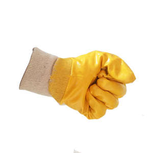 Guantes recubiertos de nitrilo NBR 3/4 de interbloqueo de algodón amarillo Blur Orange Work Safety NBR-Guantes para uso industrial y de construcción - Product Image 6
