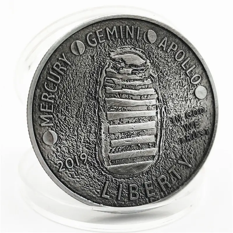 50th वर्षगांठ पर लैंडिंग पहली आदमी चंद्रमा पुराने चांदी स्मारक सिक्का