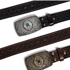 Hebilla de Cinturón Estilo Vaquero Occidental Vintage, Hebilla de Cinturón de Aleación de Zinc con Grabado de Flor Turquesa <span class=keywords><strong>para</strong></span> Hombres y Mujeres, Accesorios de Cinturón Estilo Indio - Product Image 6