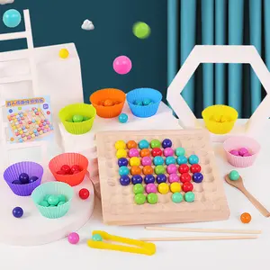 Top sale kids clipping rainbow beads logical thinking focus on training baby parent-child interactive games