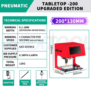 200x130mm/300x200mm machine de marquage de métal de bureau petite machine de codage pneumatique machine de gravure électrique po - Product Image 6