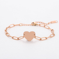 Nouveau Bracelet Cœur en Acier Inoxydable Plaqué Or Anti-ternissement pour Femme, Vente en Gros Usine Dropshipping
