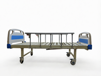 Lit d'hôpital à double manivelle avec sommier à lattes, revêtement en poudre antibactérien, table de lit optionnelle pour les salles de patients