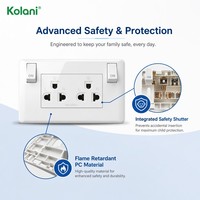 Prise murale modulaire Kolani série 120, 2 prises multiples avec interrupteur indépendant, 16A 250V, prise universelle