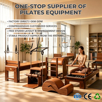 Équipement de Pilates Reformer en bois de noyer de qualité commerciale Liva, ensemble de cinq pièces, machine complète solide pour studio de Pilates
