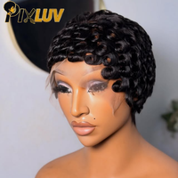 Perruque en cheveux humains en gros, sans colle, avec dentelle HD, perruque frontale en dentelle de cheveux naturels, coupe pixie, bouclée, 13x4, pour revendeurs