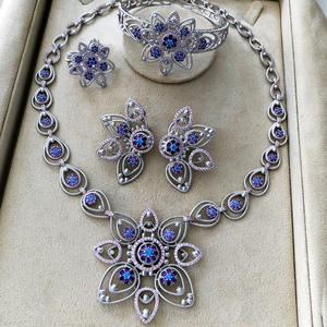 T114C 고급 디자이너 웨딩 쥬얼리 세트 4pcs 지르콘 꽃 나이지리아에서 이탈리아 브라질 골드-유행 목걸이 도매 - Product Image 1