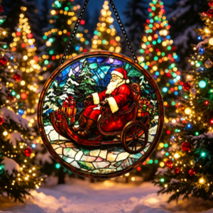 Factory Direct Sale Christmas Animal Santa Claus Gingerbread Man Glass Laser Cut Decorative <b>Plate</b> - Product Image 2