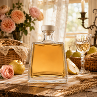 Bouteille de vin en verre trapézoïdale carrée de 700 ml, adaptée à la vodka, au whisky, au brandy, logo personnalisable disponible