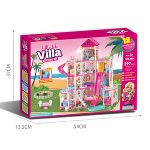 2025 filles 297 pièces semblant princesse rose maison <span class=keywords><strong>de</strong></span> poupée meubles accessoires 4 histoires 12 chambres luxe Villa château jouets avec lumière - Product Image 3