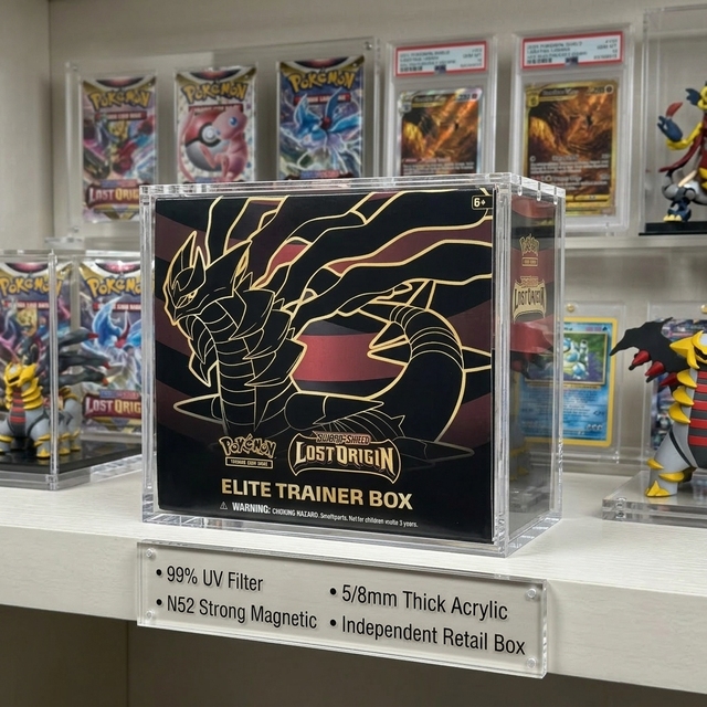 Premium 5/8mm Acrylic ETB Display Case Magnetic With UV Filter for TCG Trading Card Game Elite Trainer Box Collection Protection