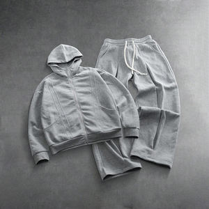 KIingSen - Conjunto de Sudadera con Capucha y Pantalones Deportivos Holgados de Felpa Gruesa para Hombre, con Cierre de Cremallera Bidireccional, Estilo Urbano, Venta al Por Mayor - Product Image 3