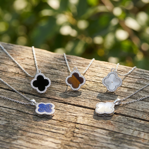 Collane Pendenti di Tendenza in <span class=keywords><strong>Argento</strong></span> Sterling 925 con <span class=keywords><strong>Quadrifoglio</strong></span>, Agata Nera, Occhio di Tigre e Lapislazzuli Naturale per Gioielli da Donna - Product Image 3