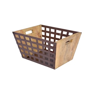 <b>Square</b> Metal Wooden <b>Basket</b> with Felt Material 5mm Dimensional Tolerance for Kitchen Fruits Vegetables <b>Storage</b> <b>Basket</b> - Product Image 4