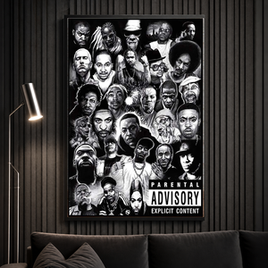 Arte Murale Hip Hop <span class=keywords><strong>Rap</strong></span>, Stampa su Tela con Collage di Ritratti Multipli per Studio, Sala Giochi, Bar, Soggiorno, Decorazione d'Interni - Product Image 3