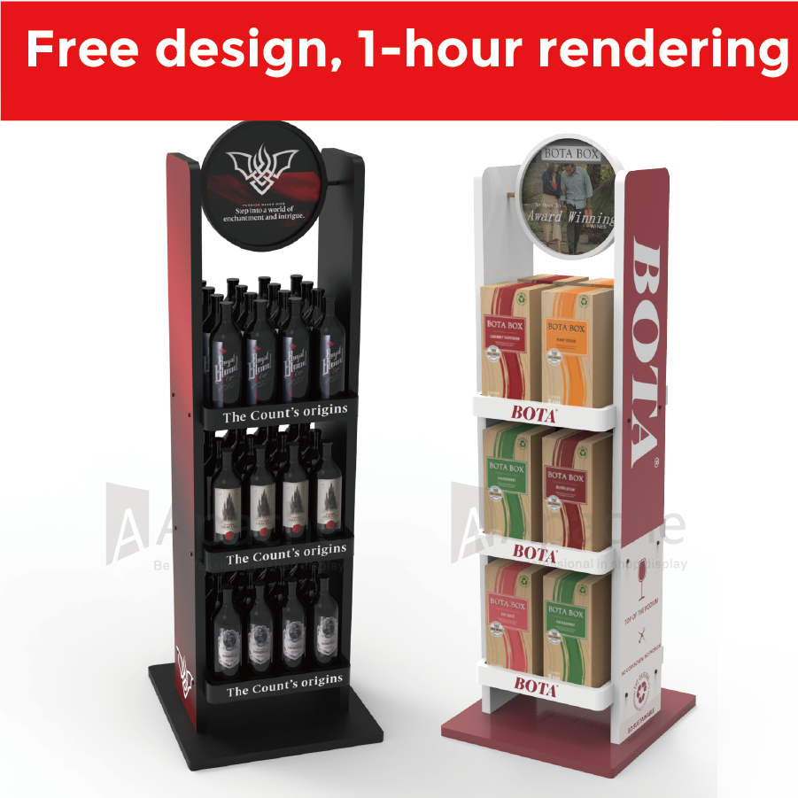 Apache Customized Wooden Display Stand Wine Display Rack Shelf for Supermarket — view 4