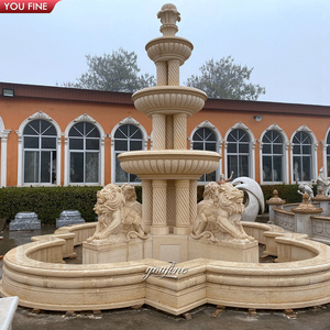 <span class=keywords><strong>Fontaine</strong></span> en marbre beige sculptée à la main YOUFINE avec colonnes en spirale et bassin à quatre feuilles <span class=keywords><strong>pour</strong></span> jardin de villa de luxe - Product Image 4