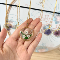 Collier pendentif en résine de mode personnalisée, fait à la main, émail, plaqué or 18 carats, fleur de naissance du mois, cadeau pour femmes